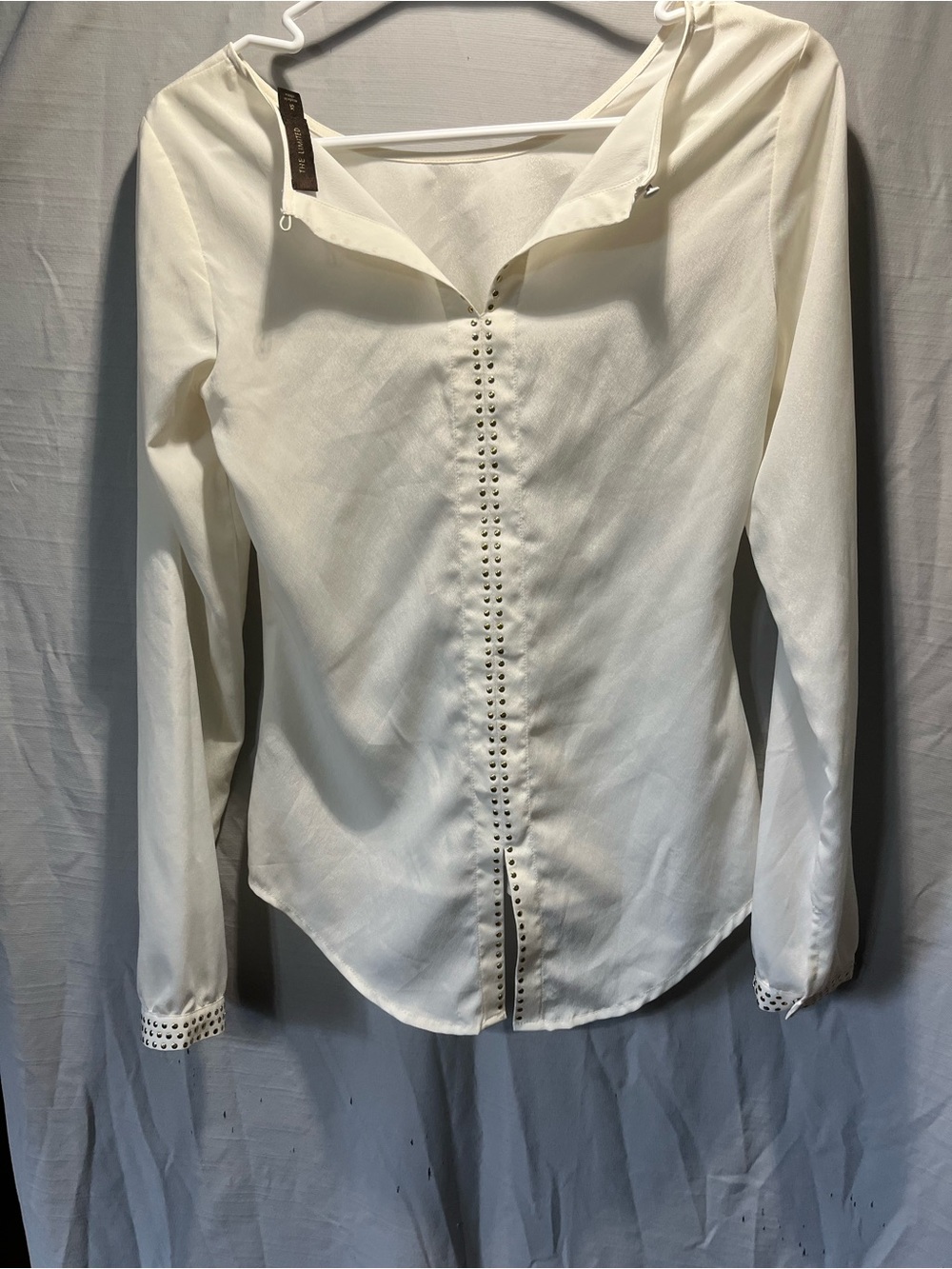 The Limited Ivory Eyelet-Trim Button Down Shirt